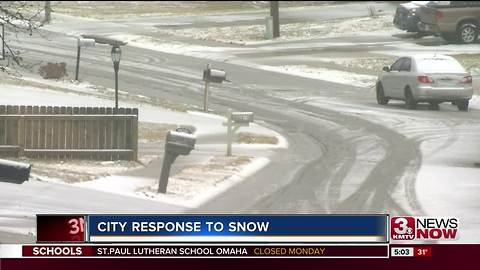 Omaha road crews continue working at snow falls across Omaha
