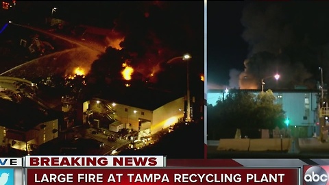 Large fire burning at Trademark Metals and Recycling near Port of Tampa