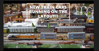 NEW TRAIN CARS RUNNING ON MY LAYOUT