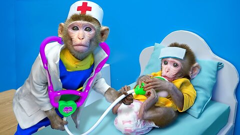 KiKi Monkey doctor pretend play and healthcare for friend - Doctor checkup time | KID ANIMAL