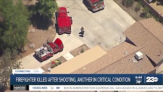 Firefighter killed after shooting, another in critical condition