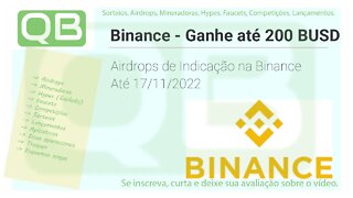 #Airdrop #Binance - Até dia 17/11 - Corre é por hora.