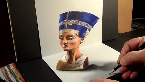 How to draw a 3D bust of Nefertiti