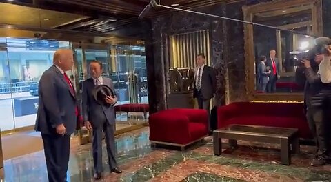 Trump welcomes ex-Japanese Prime Minister Taro Aso at Trump Tower
