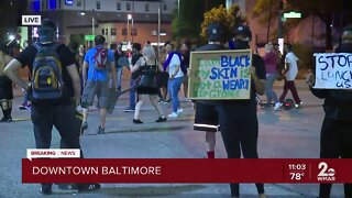 Protestors gather in Downtown Baltimore in response to George Floyd death