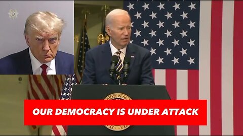 Biden says, "Our democracy is under attack and we gotta fight for it.
