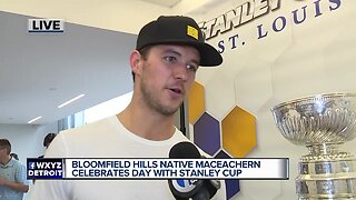 Former Brother Rice, MSU star Mackenzie MacEachern celebrates with Stanley Cup