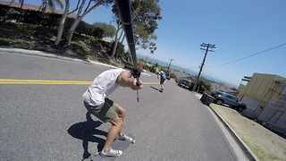 Epic POV footage of downhill skateboard run