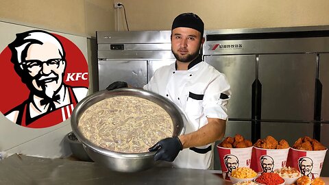 Making KFC Hot Chicken Tender and Best Uyghur Soup _ UZBEK STREET FOOD _