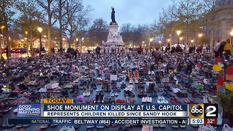 Shoe monument on display at U.S. Capitol today