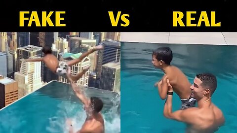 Christiano Ronaldo throwing his son from pool