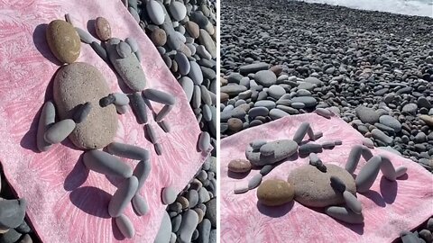 Perfectly placed beach rocks incredibly look like real people