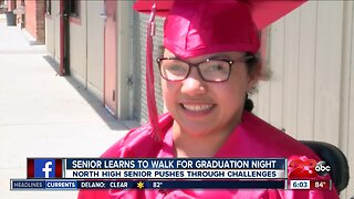 Senior learns to walk for graduation night
