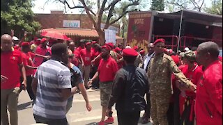 EFF leader Malema lays charges against Pravin Gordhan at Pretoria police station (Vrj)