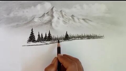 Pencil drawing landscape scenery