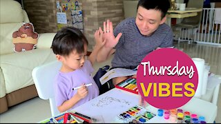 Ian's diary #32 | Art class | bear | turtle | birds on wire | giraffe | puzzle heart | mommy | 3y9m