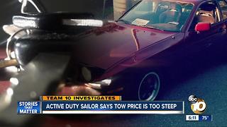 Active duty sailor says tow price is too steep