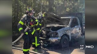 Driver helps keep truck fire from spreading