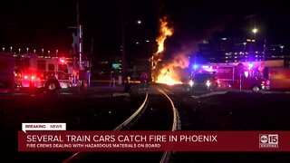 Train car catches fire in downtown Phoenix