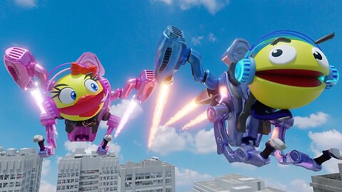 PACMAN & MS PACMAN FLYING WITH JETPACKS