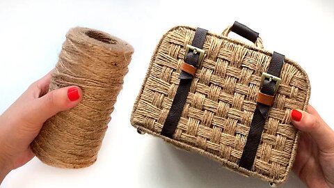 DIY Decorative Suitcase | Jute weaving idea | Jute and cardboard craft