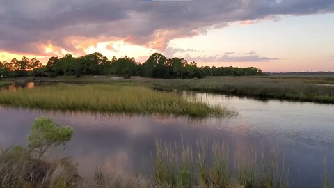 Rain and Sunset Over Salt Marshes at St. Marks NWR near Panacea - Fall 2021