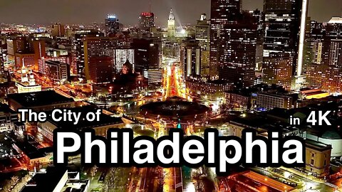 Philadelphia Skyline at Night Screensaver | City Drone Footage 4K