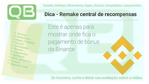 #Dica - #Pagamentos de #Recompensas e tarefas da #Binance.