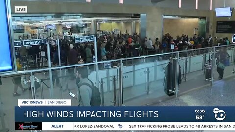 High winds impacting flights at San Diego International Airport