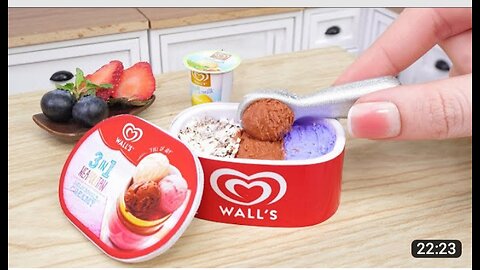 Easy miniature ice cream Recipe/ tasty tiny homemade ice cream tutorial/miniature cooking.com