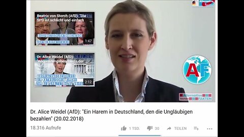 Alice Weidel(AfD): Ein Harem in Deutschland,den,die Ungläubigen bezahlen" 20.2.2018