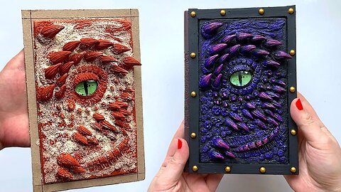 DIY Notepad Decor Idea | Notebook Cover | 3d dragon eye made of modelling clay