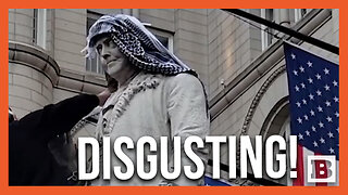 DISGUSTING! -- Pro-Palestinian Protester Defaces Benjamin Franklin Statue, Puts Keffiyeh on It