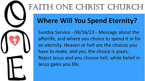 Where will you spend Eternity?