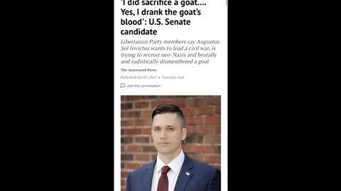 U.S. Senate Candidate [Augustus Sol Invictus] Admits To Sacrificing Goat 🐐 & Drinking It’s 🩸