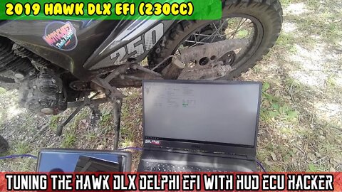 Tuning the Hawk DLX Dlephi EFI computer with HUD ECU Hacker and a test drive. Broken speedo