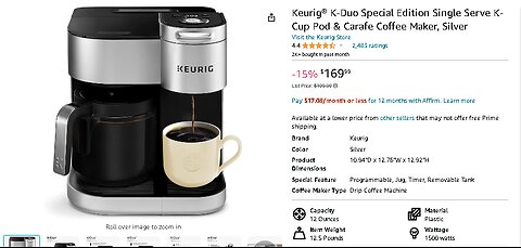 Keurig® K-Duo Special Single Serve K-Cup Pod & Carafe Coffee Maker, Silver
