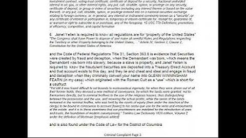 Criminal Complaint Against Janet Yellen. sovereignliving 3-16-2024