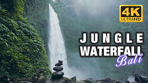 Rainforest Jungle Waterfall birds tweeting | Nature Sounds | ambience, relaxing, meditation 4K UHD