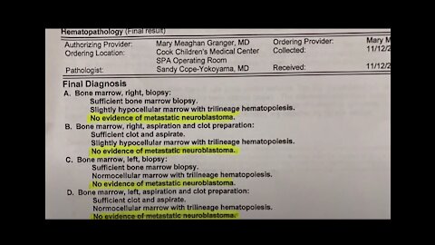 Documented Healing of Cancer with Doctor Paperwork Test Result