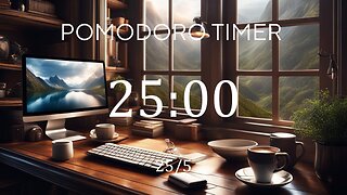 25/5 Pomodoro Timer 🖥️ Calming Guitar Music for Relaxing, Studying and Working 🖥️