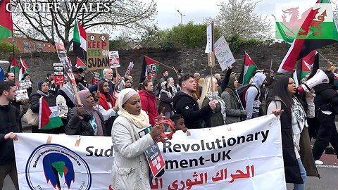 Global March for Sudan and Palestine, Bute Street, Cardiff Wales