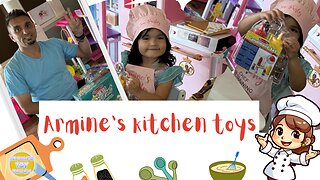 Unboxing and Pretend Play with Velcro Pizza & Cooking Toys! | Armine's Kitchen Restaurant Adventure