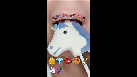 Eating emoji oddly satisfying asmr video. ONE minute for sleep & study.