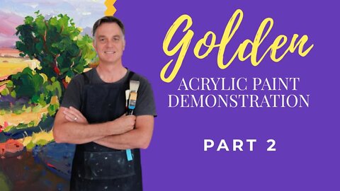 Golden ACRYLICS Painting Demonstration 🌞 (Full Lesson)