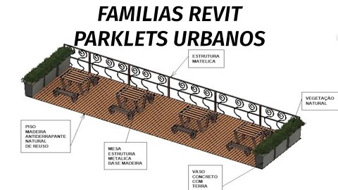 Parklet em metal e aço detalhamento familias Revit