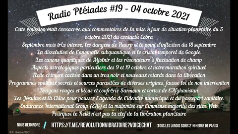 Radio Pléiades #19 - Mise à jour de situation planétaire du 3 octobre 2021