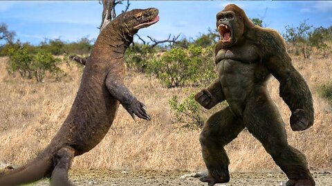 Giant Animal Fight!!! Hunting For Prey - Battle Between Komodo Dragon And Gorilla