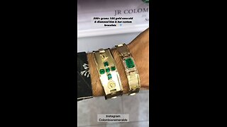 Custom him and here solid gold 18K 200 gram heavy thick bracelets with emerald and diamonds 💎