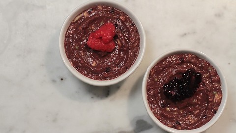 Avocado chocolate and berry mousse